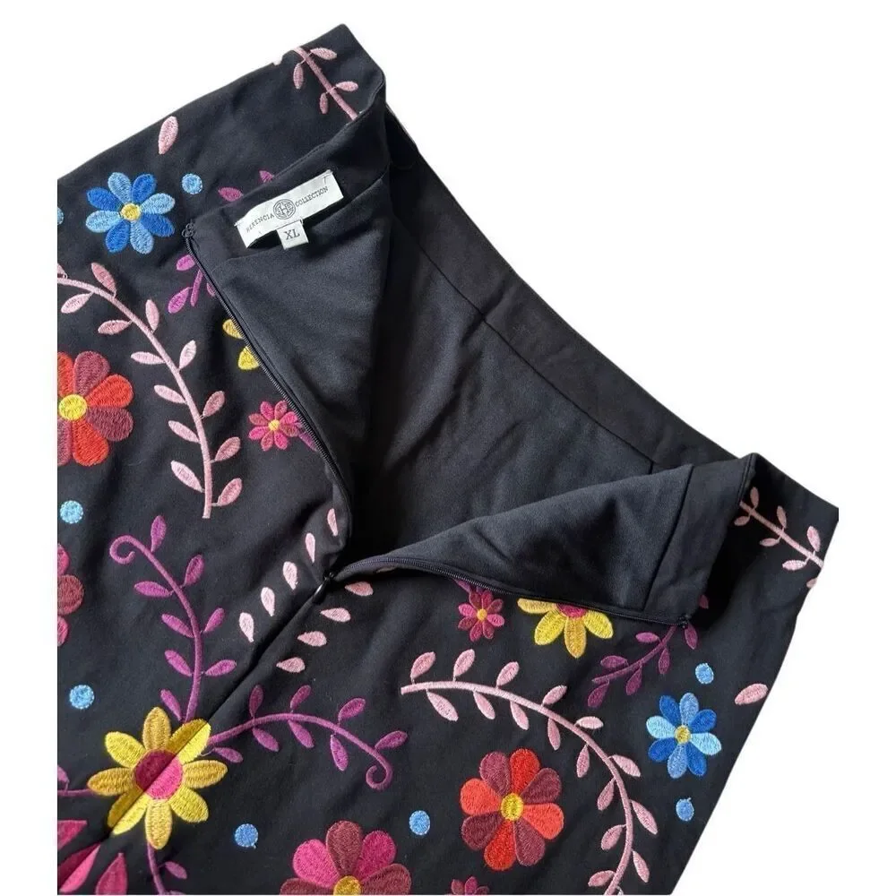 Herencia Collection MorelosState Catrina Embroidered Mini Skirt size XL Floral M - Picture 9 of 9